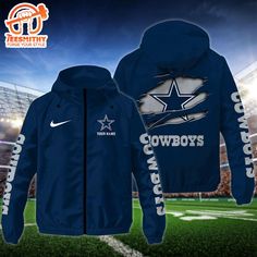 NFL Dallas Cowboys Custom Name Windbreaker Jacket For Fans A windbreaker jacket is a lightweight, versatile outerwear piece designed to protect against wind and light rain. Typically made from synthetic materials, it features a smooth, water-resistant surface and is often equipped with a hood for added protection. Windbreakers come in various styles and colors, making them a fashionable choice for outdoor activities and casual outings alike. Their breathable fabric allows for comfort during phys Hooded Nylon Windbreaker For Sports Season, Hooded Windbreaker For Outdoor Sports Season, Nylon Hooded Windbreaker For Sports Season, Winter Nylon Outerwear For Sports Events, Nylon Outerwear For Outdoor Sports Season, Moisture-wicking Windbreaker For Sports Events, Sports Season Outerwear With Adjustable Hood For Outdoor Activities, Functional Hooded Windbreaker For Sports Events, Hooded Windbreaker For Sports Events In Fall