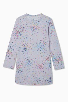 The Confetti Nightgown is as perfect for bedtime as it is for an all-night dance party! Super soft with long sleeves and a crew neck, this is slumber-party perfection. *This item is final sale and not eligible for return or exchange. Spring Long Sleeve Pajama Party Sleepwear, Spring Long Sleeve Sleepwear For Pajama Party, Spring Long Sleeve Sleepwear For Loungewear, Spring Long Sleeve Sleepwear, Spring Long Sleeve Loungewear Sleepwear, Long Sleeve Spring Loungewear Sleepwear, Spring Long Sleeve Nightgown For Loungewear, Spring Long Sleeve Nightgown For Bedtime, Long Sleeve Nightgown For Spring Bedtime