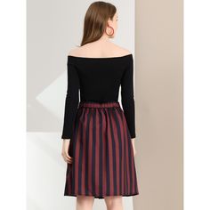 Infuse your wardrobe with classy, striking style with this midi skirt! You will love the stunning stripes that create a bold and beautiful silhouette, while it elevates a versatile a-line skirt with a button front and ruched detail for a flattering finish. This classic black and white swing skirt features a slightly gathered waistline for the perfect fullness. Stretch back waist for ultimate comfort and flexibility in size. Button down front for that retro touch. Picnic Skirt, Midi Skirt With Pockets, Beautiful Silhouette, Midi Flare Skirt, Stretch Back, Women Midi, Bold And Beautiful, Womens Tie, White Mark