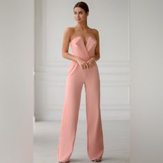 Elagia Bridal Jumpsuit Color: Dusty Pink Brand New - Never Been Worn Size - L Price $125 Elegant Pink Strapless Jumpsuit For Summer, Elegant Pink Jumpsuit For Party, Elegant Sleeveless Jumpsuits And Rompers For Banquet, Elegant Strapless Fitted Jumpsuits And Rompers, Elegant Fitted Strapless Jumpsuits And Rompers, Fitted Strapless Jumpsuit For Spring Cocktail, Fitted Summer Jumpsuits And Rompers For Gala, Fitted Sleeveless Jumpsuits For Banquet, Fitted Jumpsuits And Rompers For Gala In Summer