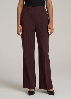 Pleated Dress Pants for Tall Women | American Tall Tall Womens Dress Pants, Spring Wide Leg Work Pants In Elastane, Elegant Relaxed Fit Dress Pants, Elegant Relaxed Fit Dress Pants For Semi-formal Occasions, Spring Elastane Wide Leg Pants For Office, Elastane Wide Leg Pants For Office In Spring, Spring Office Wide Leg Elastane Pants, Formal Wide Leg Pants For Fall, Elegant Formal Pants With Relaxed Fit