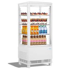 a refrigeration unit that is filled with drinks