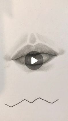 a drawing of a woman's eye with an arrow pointing to the left side