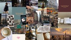 there is a collage with many different things in the photo and one person holding a coffee cup