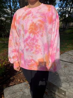 This is a custom one color tie dye sweatshirt made to order just for you! Choose 1 from the drop down list and it will look like the reference images, just with whatever color you select. Though colors will vary based on custom preference, all items will have a similar pattern seen in this photo. Please let us know if you have any other questions or requests, we want you to love it!! Sizing: -All sizes are UNISEX though run closer to Women's sizing. We suggest to size up for a looser fit. -Pleas Hand Dyed Long Sleeve Sweatshirt For Loungewear, Hand Dyed Oversized Long Sleeve Sweatshirt, Relaxed Fit Tie Dye Sweatshirt, Tie Dye Long Sleeve Sweatshirt For Loungewear, Oversized Hand Dyed Long Sleeve Sweatshirt, Oversized Tie Dye Sweatshirt For Loungewear, Oversized Tie Dye Bleached Sweatshirt, Hand Dyed Tie Dye Crew Neck Sweatshirt, Tie Dye Hand Dyed Crew Neck Sweatshirt