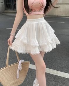 Kawaii Princess Lace Ruffled Bloomer Shorts-Skirt available in black or white. ONE SIZE Waist: 58-78cm Length: 41cm Skirt Cute Aesthetic, Cheap Cute Mini Skirt For Spring, Cheap Cute White Mini Skirt, Chic Cheap Ruffled Skort, Cheap Summer Mini Skirt With Ruffles, Cheap Casual Ruffled Skort, Cheap Full Mini Skirt For Summer, Cheap Feminine Mini Skirt For Day Out, Cheap Feminine White Skirt