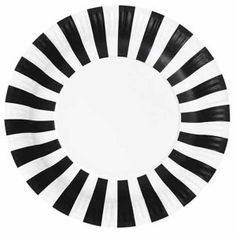 a paper plate with black and white stripes