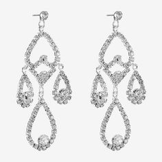 Features: Rhinestones, HypoallergenicEarring Back: PostShape: TeardropMetal Color: Silver ToneEarring Length: 59mmEarring Width: 31mmCare: Wipe CleanStone Type: 172 GlassEarrings Type: Post EarringsEarrings Style: Chandelier EarringsMetal: ZincCountry of Origin: Imported Earrings Chandelier, Monet Jewelry, Earrings White, Glass Chandelier, Jewelry Silver, Earrings Color, Chandelier Earrings, Jewellery And Watches, Toner