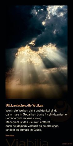 an image of the sun shining through clouds with words below it that read, black swachen des wolken