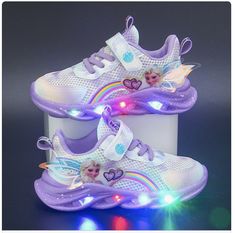 Birthday Presents For Girls, Light Girls, Light Up Sneakers, Spring Girl, Light Up Shoes, Toddler Girl Shoes, Princess Shoes, Disney Kids, Purple Leather