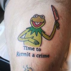 Hilarious Tattoos Ideas, Best Friend Tattoos Funny, Kermit The Frog Tattoo, Metal Band Tattoos, Funny Tattoos For Men, Blood Type Tattoo, Sophia Aesthetic, Goth Symbols, Meaningful Small Tattoos