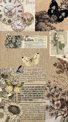 an altered collage with butterflies and flowers