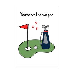 a card that says you're well above par with a golf ball on the green