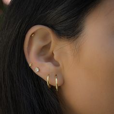 Dainty hoop earrings that are super comfortable and perfect for everyday wear! You'll never take these off! - - - D E T A I L S - - -  * 925 Sterling Silver * Available in 14k Gold or Rhodium (we use a THICK plating for a piece that will be with you for years to come!) * Inner diameters: 8mm, 11mm, or 13mm * Thickness: 2mm * Nickel-free & Hypoallergenic * Sold as a pair Earrings on Model: Tiny Pear Studs --> https://www.etsy.com/listing/1275725283/pear-stud-earrings-tear-drop-studs-tiny?click_key=cf939a8dd004b018c817f32b0c5903ebc6ca6773%3A1275725283&click_sum=52c708ef&ga_search_query=pear%2Bstuds&ref=shop_items_search_3&pro=1&sts=1 Tiny 4 Ball Studs --> https://www.etsy.com/listing/753262162/tiny-earrings-tiny-stud-earrings?click_key=03c9bf6aeda5a400fa5d8fe962531a5751ceba15%3A753262162&cli Earrings Silver Hoops, Earrings Gold Hoops, Simple Hoop Earrings, Dainty Hoop Earrings, Small Gold Hoops, Tiny Studs, Tiny Earrings, Hoop Earring Sets, Tiny Stud Earrings