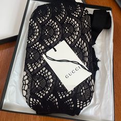 Bnib + Tags. Black Gucci Sheer Mesh Tights With Elasticized Waist. Brand New Never Worn With Tags And Box . Metallic Socks, Mesh Tights, Ruffled Socks, Footless Tights, Mesh Leggings, Wool Socks, Gucci Accessories, Gucci Black, Blue Wool