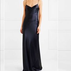 Galvan Cocktail Dress Size 38 Luxury Sleeveless Bias Cut Dress, Blue Fitted Floor-length Slip Dress, Luxury Blue Maxi Dress, Luxury Evening Slip Dress, Elegant Blue Slip Dress For Wedding, Luxury Blue Silk Dress, Sleek Blue Evening Dress, Sleek Floor-length Silk Dress, Luxury Summer Evening Slip Dress