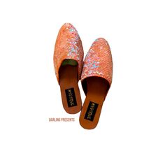 Mystique Sequin Mules New No Box Gorgeous Beautiful Comfortable Imported Made Indonesian Size 7 Color Orange Brown Tags: Luxury, Fancy, Bling, Sparkly, Sparkle, Celebration, Nye, Y2k, Holidays, Gift, Present, Travel, Trip, Vacation, Beach, Resort, Beachfront, Walk, Stroll, Cafe, Dining, Theater, Restaurant, Bar, Lounge, Cocktails, Drinks Thank You For Shopping My Boutique Orange Almond Toe Heels For Summer, Orange Almond Toe Heels For Party, Party Orange Almond Toe Heels, Cafe Dining, Studded Clogs, Foams Shoes, Brown Mules, Brown Clogs, Leather Jewels