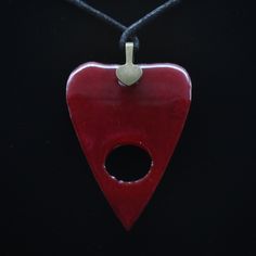 Red Ouija Planchette Necklace | Stargazer Goods Ouija Planchette, Cotton Cord, Epoxy Resin, Acrylic Paint, Dog Tag Necklace, Black Cotton, Size 2, Cotton Blend, Heat