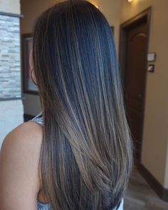 Highlights Dark Hair Straight, Small Blonde Highlights On Dark Hair, Highlights On Dark Brown Hair Straight, Lowlights For Brunettes Straight Hair, Caramel Balayage On Dark Hair Straight, Black Straight Hair With Highlights, Dark Hair With Highlights Straight, Black Hair With Highlights Straight, Highlights For Black Hair Asian