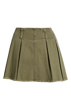 Show off your stems in this denim skort crafted with crisp inverted pleats and a feathery frayed hem. 99% cotton, 1% spandex with 100% polyester contrast Machine wash, tumble dry Imported Not available for sale and shipment to Germany Denim Skort, Show Off, Not Available, Germany, Nordstrom, Spandex, Green