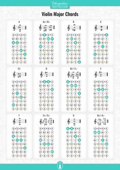 the violin major chords are arranged in rows