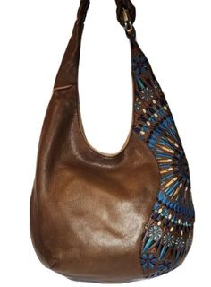 Embellished Tote Shoulder Bag For Everyday Use, Bohemian Top Handle Bucket Bag, Chic Embellished Leather Bag, Embellished Shoulder Bag For Everyday Use, Embellished Leather Top Handle Shoulder Bag, Embroidered Brown Hobo Bag, Embroidered Brown Tote Hobo Bag, Embroidered Brown Hobo Tote Bag, Bohemian Top Handle Shoulder Bag With Removable Pouch