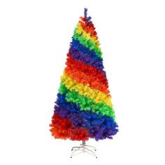 a multicolored christmas tree on a white background