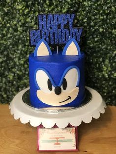 a sonic the hedgehog birthday cake on a table