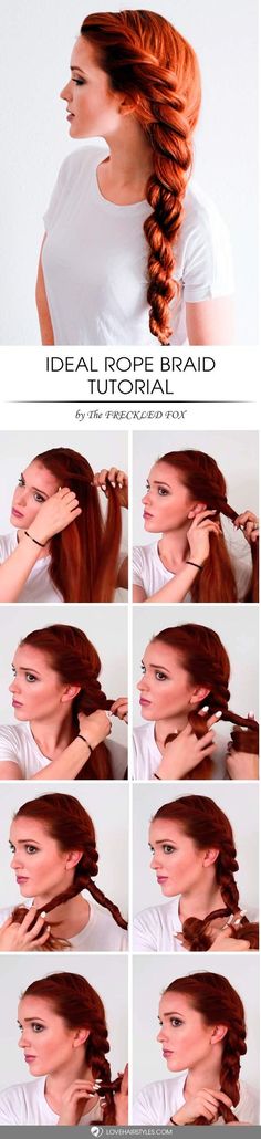 Rope braid is really multi-faceted and it looks special! See variations of impressive rope braid hairstyle. Sanggul Cepol, Rope Braided Hairstyle, Quick Braids, Braided Hair Tutorial, Rope Braid, Medium Long Hair, Hair Tutorials Easy, Everyday Hairstyles