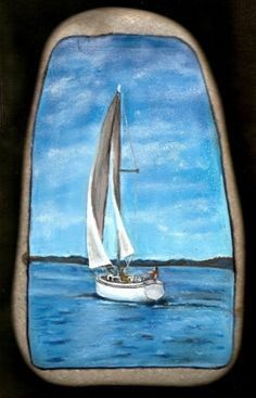 a painting of a sailboat on the water