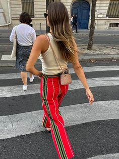 Colorful Striped Printed Straight-Leg Pants Y2K Casual Holiday Cotton Pocket High-Waisted Socialite Striped Pant, Y2k Casual, Pants Y2k, Long Trousers, Ankle Length Pants, Woman Fashion, Wide Leg Trousers, Straight Leg Pants, Street Fashion