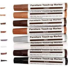 five different colors of furniture touch up markers with the words furniture touch up marker on them