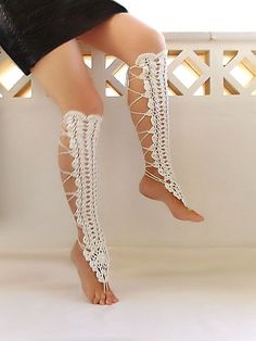 "More lace leg warmers here: https://www.etsy.com/shop/lasunka/?section_id=10388169 Thigh high leg warmers Knee high barefoot Stripper outfits One size fits all. Length - 19.7\" ( 50 cm ) These leg warmers in Cream color: http://www.etsy.com/listing/76811662/ Please convo me if you have any special requests for a different color. Thigh high leg warmers will be shipped by Hellenic mail with delivery confirmation. As soon as the package is shipped, I'll send you the letter of confirmation along wi Bohemian Summer Dance Bottoms, Summer Stretch Knee-high Legwear, Stretch Leg Warmers For Festivals, Fitted Knee-high Summer Legwear, Fitted Thigh High Leg Warmers For Festivals, Bohemian White Barefoot Sandals For Spring, Thigh-high Leg Warmers For Spring Party, Black Knee High Gladiator Sandals, Knee High Gladiator Sandals