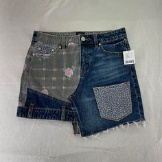 Great Preowned Condition! Please See All Photos For Exact Condition. If You Have Any Questions Just Ask! Measurements May Not Be Exact. Check Out My Other Listings To Bundle And Save! **Smoke Free Home** Trendy Patchwork Shorts For Spring, Casual Asymmetrical Skirt With Patchwork, Casual Patchwork Mini Skirt Bottoms, Skirt Asymmetrical, Jean Mini Skirt, Urban Outfitters Jeans, Bdg Urban Outfitters, Jean Mini Skirts, Upcycle Clothes