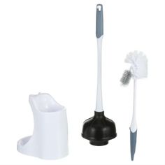 two toothbrushes and a brush holder on a white background