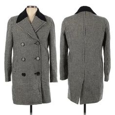 J. Crew Factory | Jackets & Coats | Jcrew Factory Midlength Houndstooth Wool Coat | Poshmark Trendy Houndstooth Pattern Button-up Outerwear, Wool Houndstooth Vintage Outerwear, Tailored Double-breasted Houndstooth Outerwear, Black Button-up Outerwear With Houndstooth Pattern