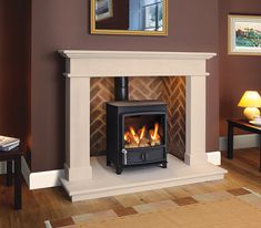 a wood burning stove in a living room