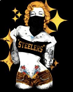 a woman wearing shorts and a bandana with the word steeles on it