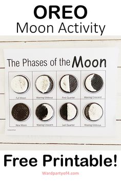 an oreo moon activity with the phases of the moon and free printables