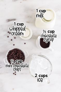 the ingredients to make chocolate chip ice cream