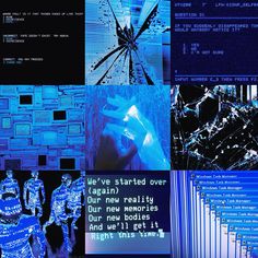 several different images with blue and black colors