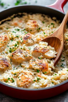 One-Pan Creamy Parmesan Chicken & Rice Chicken Tenderloin Rice Recipes, Mushroom Parmesan Rice, 30 Minute Rice Meals, Creamy Garlic Rice Recipes, Gluten Free Rice Dishes Easy Recipes, Easy Dinner For Winter, Chicken And Rice Cream Of Chicken, Recipes For Chicken And Rice, Macro Chicken And Rice