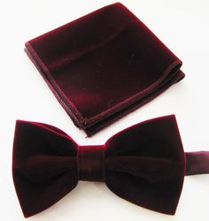 "Beautiful pre-tied and adjustable double tiered banded bow tie Velvet Will adjust from 13\" through 20\" neck. Bow dimensions 2.5\" x 4.5\". Bow tie Always made by hand and to your special order. Weddings and groups are welcome." Black Tux With Burgundy, Fitted Pre-tied Bow For Party, Pre-tied Decorative Bow For Gifts, Classic Detachable Bow As A Gift, Pre-tied Butterfly Knot Bow As Gift, Adjustable Butterfly Knot Bow For Black-tie Events, Fitted Bow Tie As A Gift, Fitted Bow Tie As Gift, Gift Fitted Bow Tie With Detachable Bow