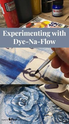 someone is using an iron to paint the fabric with dye - na - flow on it