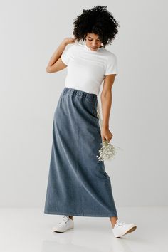 With the look of real denim but the feel of a quality knit, comfort is the key element in our exclusively designed Caroline skirt. The quick, pull on style makes this skirt an effortless option for wherever your day might take you - running errands, making dinner, playing with the kids, or a quick trip to the coffee shop to grab your favorite latte. Soft, comfortable knit denim fabric 65% Cotton 30% Polyester 5% Spandex Heather Grey & Deep Chambray 70% Rayon 25% Polyester 5% Spandex Hand Wash Co Versatile Cotton Lined Skirt Bottoms, Versatile Cotton Lined Skirt, Medium Wash Cotton Skirt For Fall, Fall Cotton Skirt In Medium Wash, Fall Medium Wash Cotton Skirt, Casual Medium Wash Denim Skirt With Elastic Waistband, Versatile Cotton Skirt With Relaxed Fit, Casual Stretch Dark Wash Skirt, Casual Dark Wash Relaxed Fit Skirt