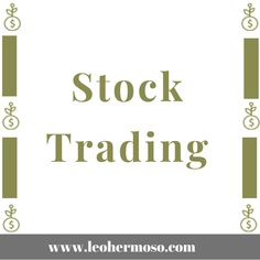 the words stock trading are shown in green and white letters, along with an image of a