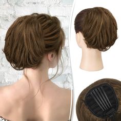 PRICES MAY VARY. 【NEW LONG COMB DESIGN】The convenient comb not only ensures that the human hair short ponytail securely and comfortably throughout the day without worrying about slipping out, but also makes wearing it as simple as inserting the comb into your own hair bun and tightening the drawstring. It's a hassle-free way to instantly transform your look. 【FLUFFY AND COMFORTABLE】You don't have to worry about your hair leaking out of the bun hair pieces and looking unnatural due to the fluffy Straight Updo, Light Golden Blonde, Thanksgiving Hairstyles, Hair Pieces For Women, High Bun Hair, Comb Design, Clip In Ponytail Extensions, Updo Bun, Short Ponytail