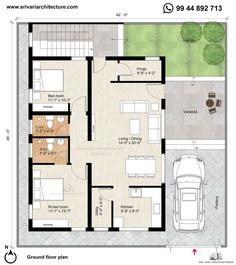 the ground plan for a house with two floors