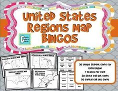 the united states regions map bingo game