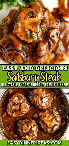 an image of easy and delicious sauerkraut steak with mushrooms in gravy